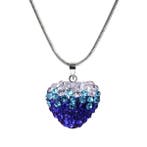 Fako Bijoux - Ketting - Disco Dots - Hart Duo - Donkerblauw, Verzenden, Nieuw