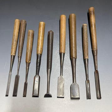 Tsuki, Maru Nomi | Bench Slick, Round Long Chisels Set -, Antiek en Kunst