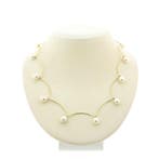 Gouden staafjescollier met parels (Ketting), Gebruikt, Overige kleuren, Ophalen of Verzenden, Met edelsteen