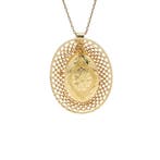 Gouden medaillon hanger met gravure 14 kt, Sieraden, Tassen en Uiterlijk, Kettinghangers, Ophalen of Verzenden, Nieuw