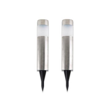 Ledisons Solar LED-priklamp Bella RVS set 2 stuks, Tuin en Terras, Ophalen of Verzenden, Nieuw, Rvs