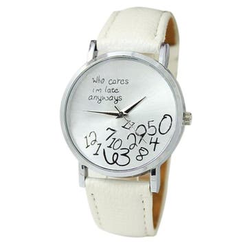 Fako - Horloge - Who Cares Im Late Anyways - Wit, Verzenden, Nieuw