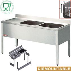 RVS Spoeltafel met 2 Bakken Rechts | 160x70x88cm, Verzenden, Nieuw in verpakking