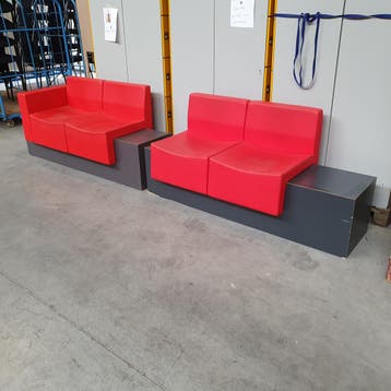 Loungescape 2-delige wachtkamerbank rode skai - 175 cm breed, Huis en Inrichting, Ophalen of Verzenden, Nieuw