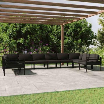 vidaXL 9-delige Loungeset met kussens aluminium, Verzenden, Nieuw, Aluminium, Loungeset