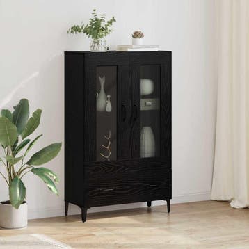 vidaXL Highboard Zwart Eiken 70 x 31 x 115 cm Gemonteerd, Minder dan 50 cm, Verzenden, 100 tot 150 cm, Nieuw