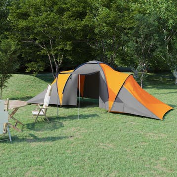 vidaXL Tent 6-persoons grijs en oranje, Verzenden, Nieuw, Tot en met 2