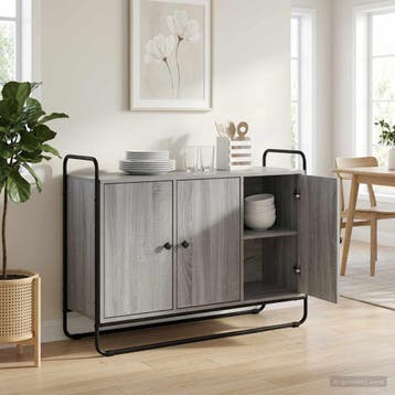 vidaXL Dressoir Grijs Sonoma 102 x 35 x 75 cm Bewerkt hout, Verzenden, Nieuw, Overige houtsoorten, Minder dan 50 cm