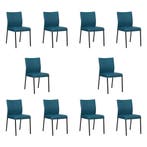 Set van 10 Leren eetkamerstoelen Basic - Toledo Turquoise, Huis en Inrichting, Stoelen, Ophalen of Verzenden, Nieuw, Leer, Vijf, Zes of meer stoelen