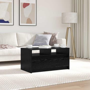 vidaXL Salontafel met lade Zwart Eiken 90 x 50 x 45 cm, Verzenden, Nieuw, 50 tot 100 cm, Rechthoekig