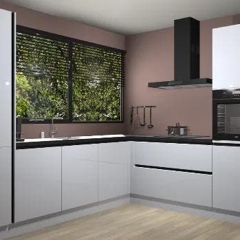 Witte hoogglans greeploze keuken Vogar 82791, Huis en Inrichting, Keuken | Complete keukens, Verzenden