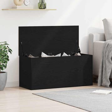 vidaXL Opslagdoos Zwart eiken 100 x 42 x 46 cm Bewerkt hout, Verzenden, Nieuw
