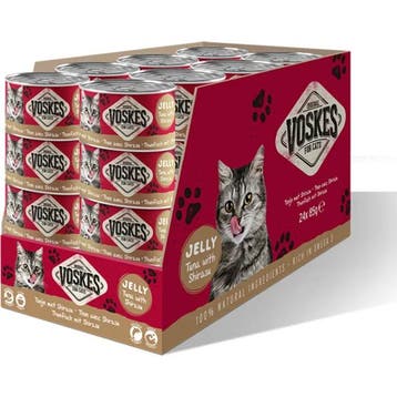 Voskes Jelly tonijn met Shirasu natvoer kat (24x85 g) 1 t..., Dieren en Toebehoren, Verzenden, Hond