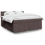 vidaXL Boxspring met matras stof donkerbruin 180x200 cm, Huis en Inrichting, Slaapkamer | Bedden, Eenpersoons, Bruin, Verzenden