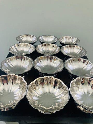 Beker (12) - Chroom - Art nouveau ijs coupes