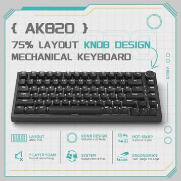 AJAZZ AK820 Mechanisch Gaming Toetsenbord 75% Layout met Vol, Verzenden, Nieuw