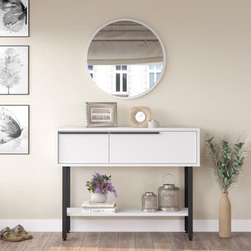 Console tafel Vesanto sidetable 100x29,5x76 cm wit en zwart, Huis en Inrichting, Tafels | Sidetables, Verzenden, Nieuw