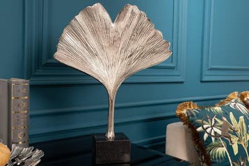 Decoratief beeld GINKGO LEAF 44cm zilver handgemaakt metaal, Ophalen of Verzenden, Nieuw