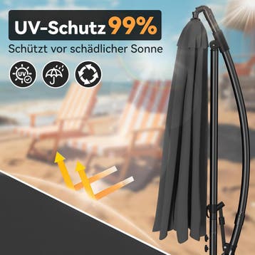 Froadp Ø3 m aluminium zweefparasol met draaimechanisme, UV-b, Huis en Inrichting, Woonaccessoires | Overige, Verzenden, Zo goed als nieuw