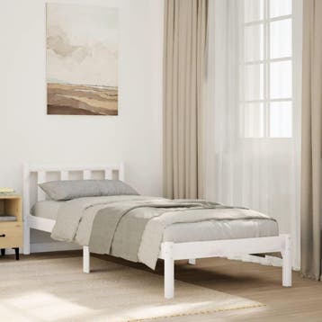 vidaXL Bedframe extra lang zonder matras grenenhout wit, Eenpersoons, Verzenden, Wit, Nieuw