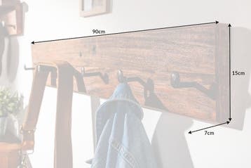 Massieve wandkapstok HEMINGWAY XL 90cm natuurlijk gerecycled, Ophalen of Verzenden, Nieuw