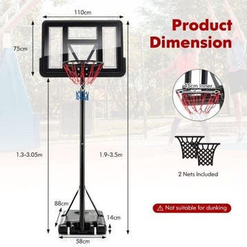 2dekans | Coast Basketbalstandaard - 130 - 305 cm - Hoogte, Ophalen of Verzenden, Zo goed als nieuw