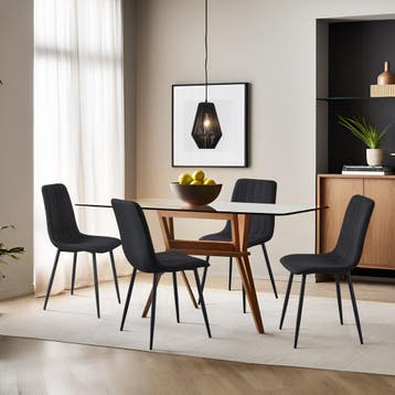 Eetkamerstoel set van 4 Elsern 89x43x52 cm zwart [en.casa], Huis en Inrichting, Verzenden, Nieuw