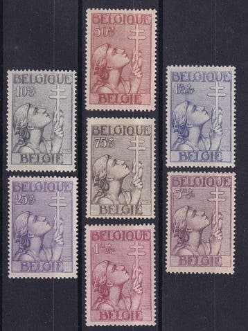 België 1933 - Kruis van Lotharingen - OBP/COB 377/83, Gestempeld
