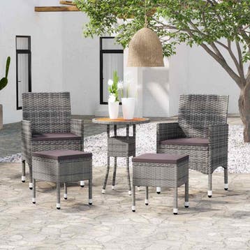 vidaXL 5-delige Loungeset poly rattan grijs, Tuin en Terras, Verzenden, Nieuw, Loungeset