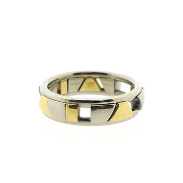 Bicolor gouden schuifbare ring met palladium, Gebruikt, Ophalen of Verzenden, Kleiner dan 17, Dame of Heer
