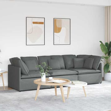 vidaXL Modulaire bank met kussens stof donkergrijs, Huis en Inrichting, Verzenden, Nieuw, Stof