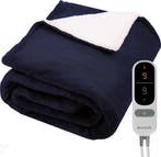 2dekans | Auronic Elektrische Deken - Warmtedeken - Sherpa, Huis en Inrichting, Ophalen of Verzenden, Zo goed als nieuw, Blauw
