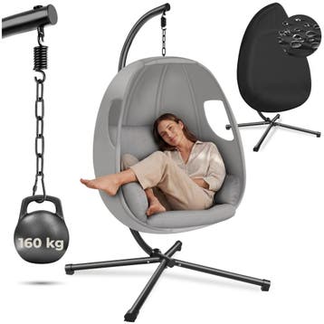 Hangstoel Anika met frame en kussen 160 kg - lichtgrijs, Verzenden, Nieuw