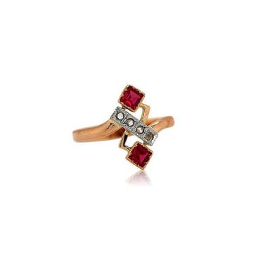 Ring - 18 karaat Roségoud - Diamant - vintage, Nieuw