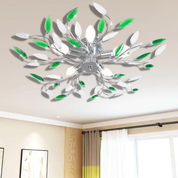 vidaXL Lamp met kristallen bladeren van acryl voor 5x E14, Huis en Inrichting, Lampen | Plafondlampen, Verzenden, Nieuw