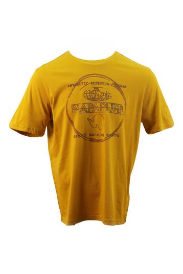 Napapijri T-shirt in maat M Geel, Kleding | Heren, Verzenden, Zo goed als nieuw, Overige kleuren, Napapijri