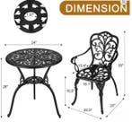 3-delige Bistroset – Aluminium Tuintafel en 2 Stoelen Set, Verzenden, Nieuw