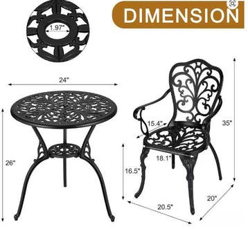3-delige Bistroset – Aluminium Tuintafel en 2 Stoelen Set, Verzenden, Nieuw