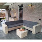 Houten loungeset | Steigerhouten hoekbank | Houten bank, Bank, 6 zitplaatsen, Steigerhout, Nieuw
