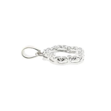 Witgouden hanger met zirconia; bloem (Hanger of bedel), Ophalen of Verzenden, Gebruikt, Goud, Overige merken