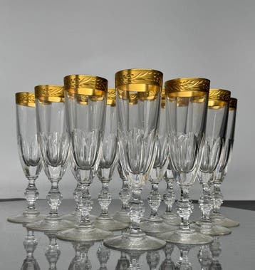 Champagne fluitje (12) - Kristal - Champagneglazen, Antiek en Kunst