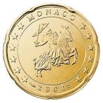 Monaco 20 Cent 2002 UNC, Postzegels en Munten, Munten | Europa | Euromunten, Verzenden