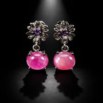 925 zilver zwart gerhodineerd - robijn - amethist -, Antiek en Kunst
