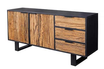 Massief houten dressoir BARRACUDA 150cm teakhout mango zwart, Huis en Inrichting, Ophalen of Verzenden, Nieuw