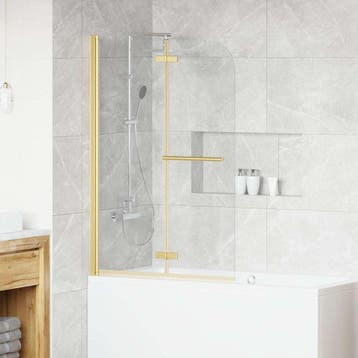 vidaXL Douche Omhulsel Transparant en Goud 95 x 140 cm, Verzenden, Nieuw