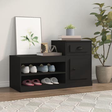 vidaXL Schoenenkast 100x42x60 cm bewerkt hout zwart, Huis en Inrichting, Verzenden, Nieuw