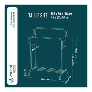 VOUNOT kledingrek dubbele stang met schoenenrek, 108x58x146, Huis en Inrichting, Verzenden, Nieuw