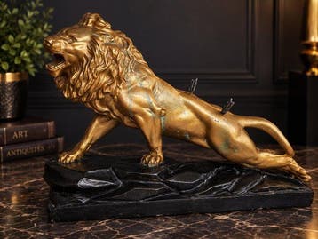 sculptuur, Lion blessé aux flèches - 42 cm - Hars,, Antiek en Kunst