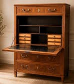 Secrétaire - Messing, Leder, Hout - secretaresse
