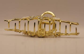 Haarklem gouden bloem met zilveren strass steentjes, Verzenden, Nieuw, Haarspeld